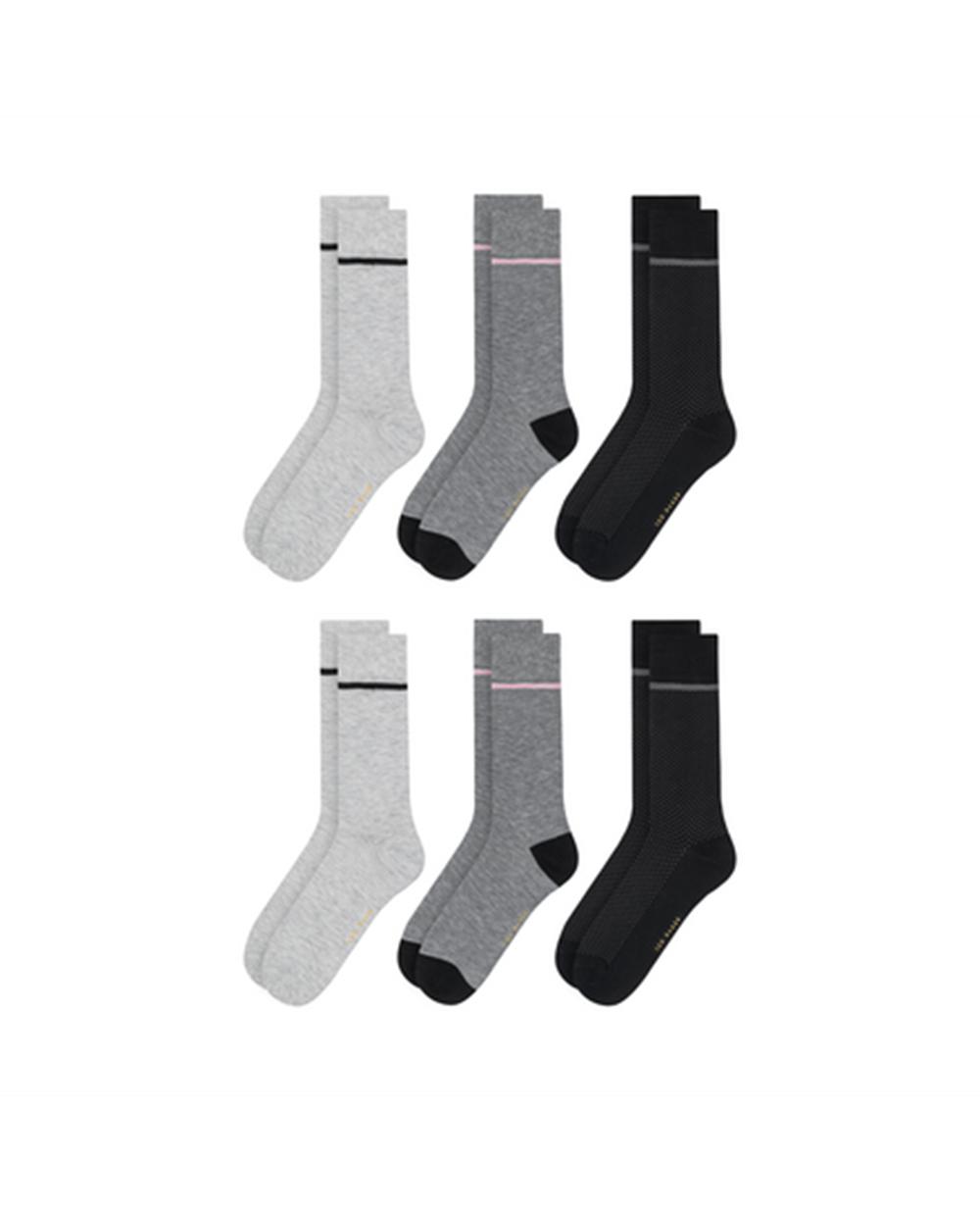 Men Ted Baker 6 Pack Cotton Rich Mixed Crew Socks Black | India  AWUL-67485