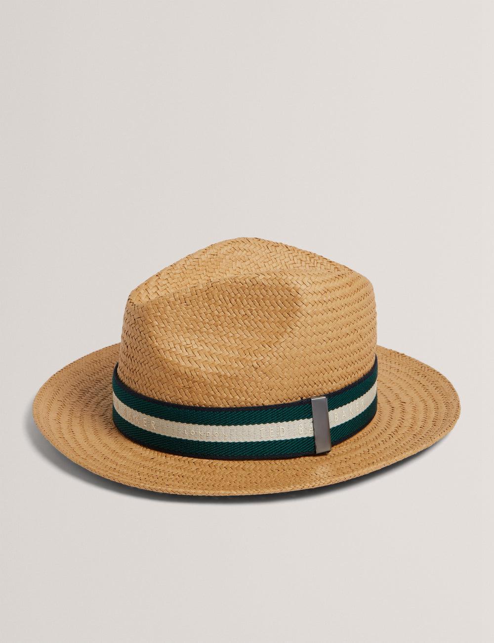 Men Ted Baker ADRIENS - Straw Panama Webbing Detail Beach Hats Natural | India  JFAI-87459