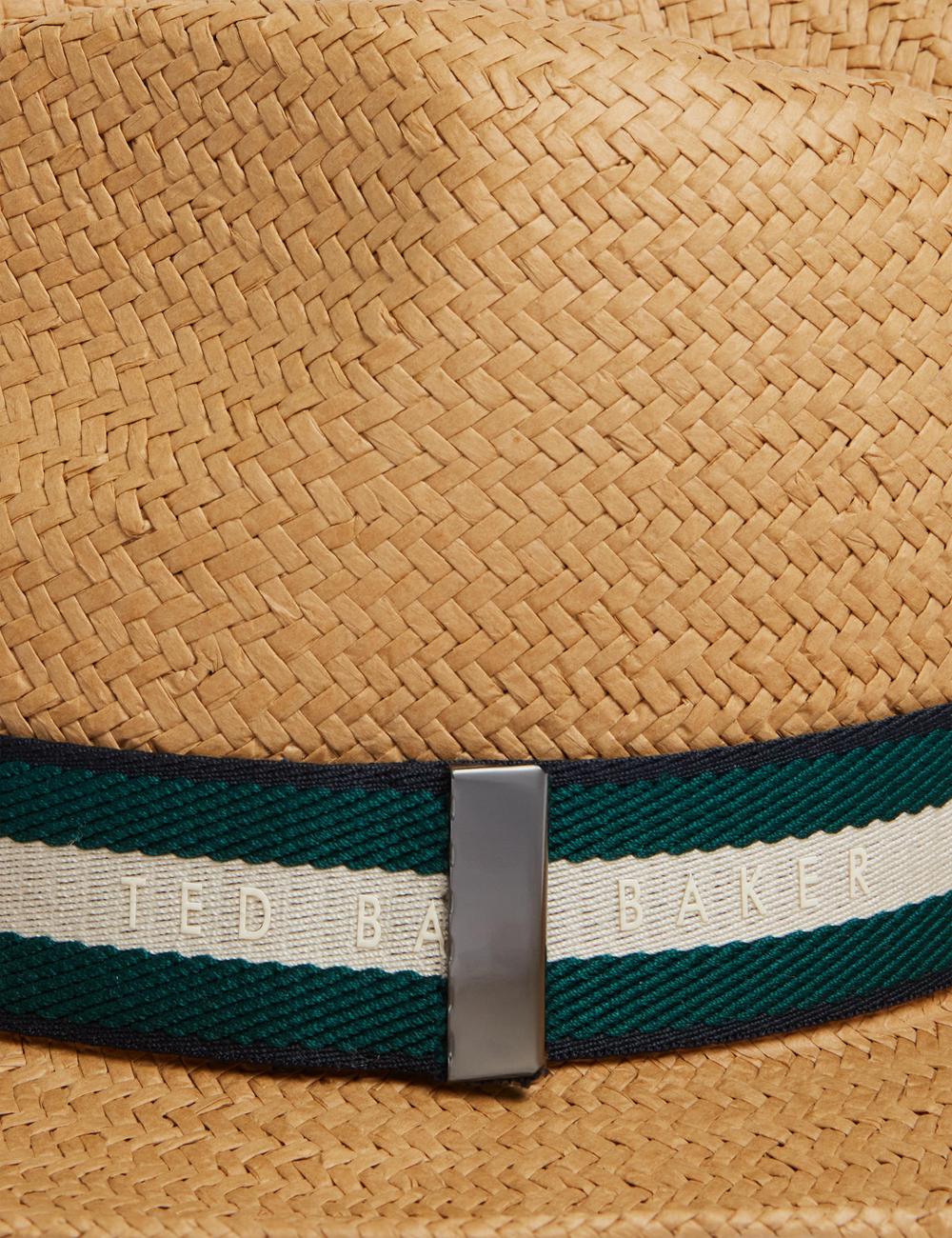 Men Ted Baker ADRIENS - Straw Panama Webbing Detail Beach Hats Natural | India  JFAI-87459