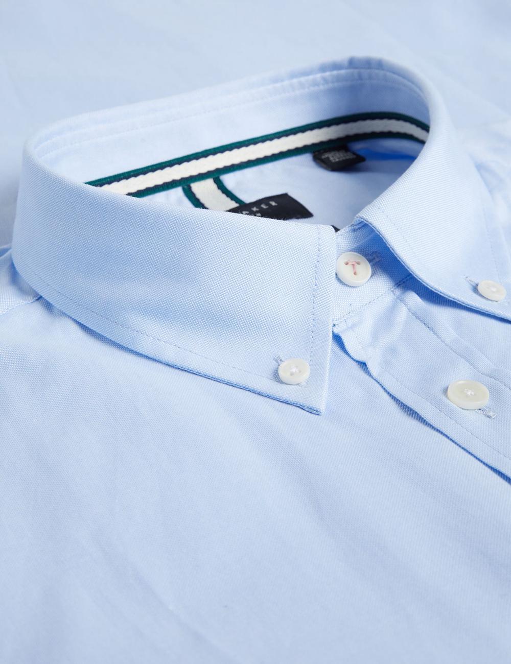Men Ted Baker ALDGTE - Short Sleeve Cotton Oxford Casual Shirts Lt-Blue | India  DHRI-74318