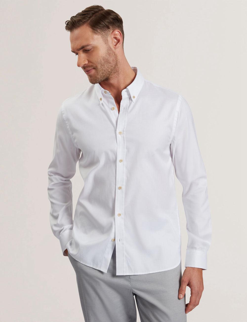 Men Ted Baker ALLARDO - Regular Fit Cotton Oxford Casual Shirts White | India  EMTS-76435