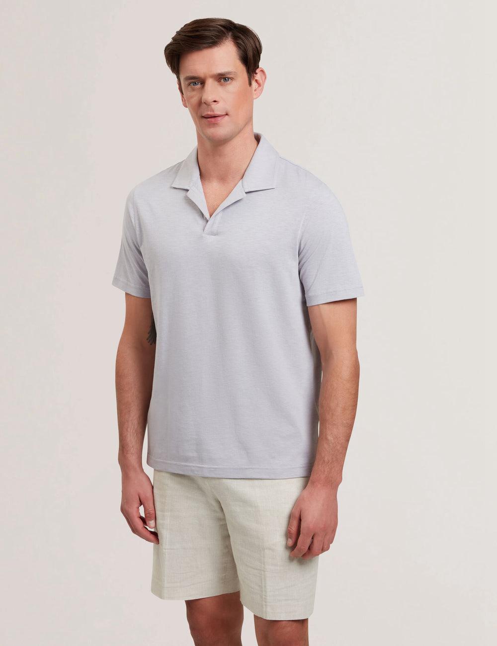 Men Ted Baker ANITO - Cotton Linen Open Neck Polos Shirts Purple | India  ETLP-91234
