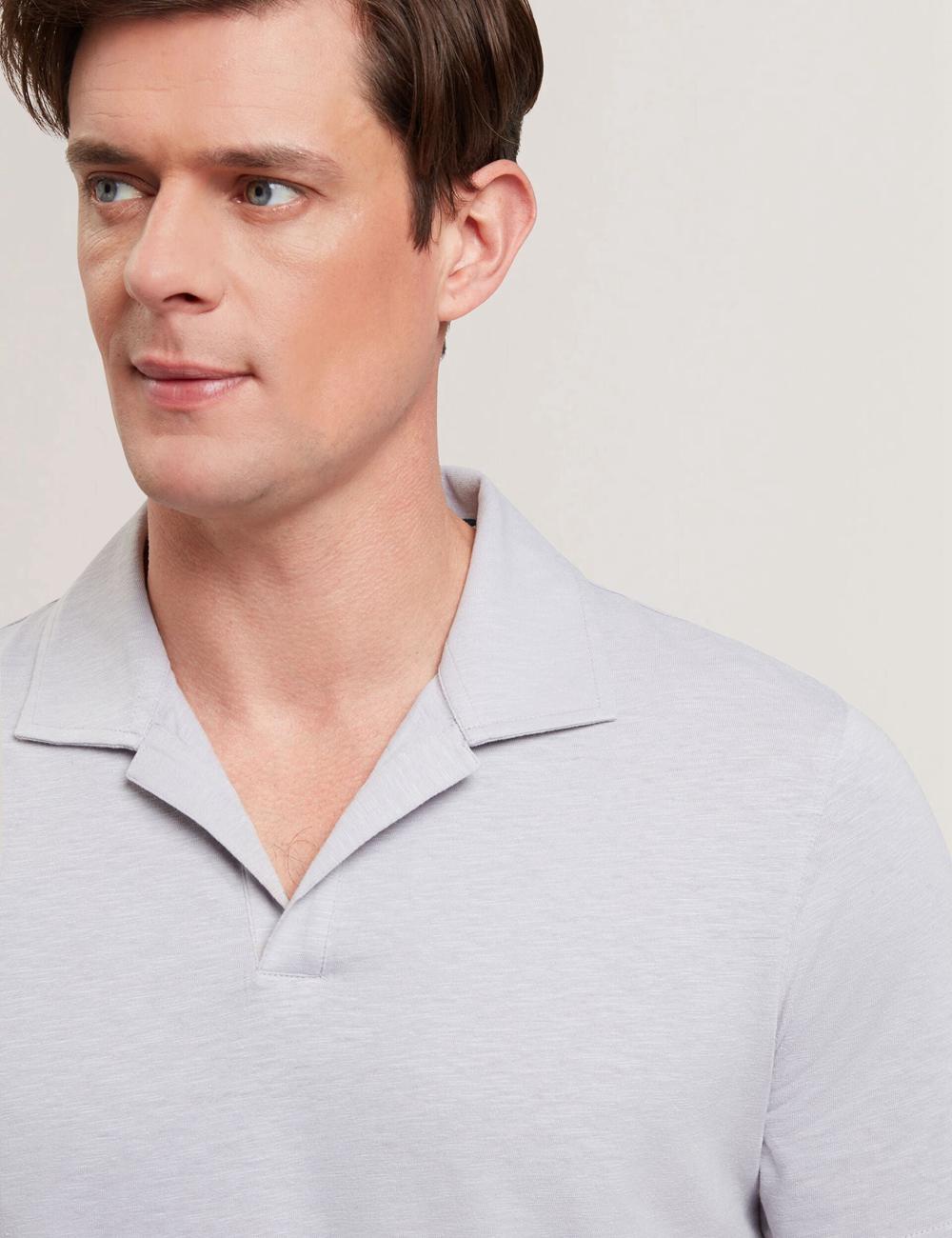 Men Ted Baker ANITO - Cotton Linen Open Neck Polos Shirts Purple | India  ETLP-91234