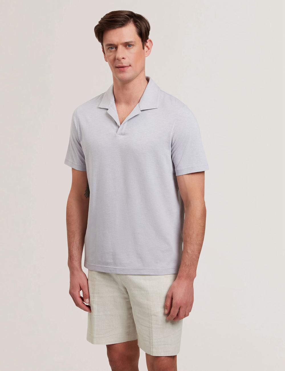 Men Ted Baker ANITO - Cotton Linen Open Neck Polos Shirts Purple | India  ETLP-91234