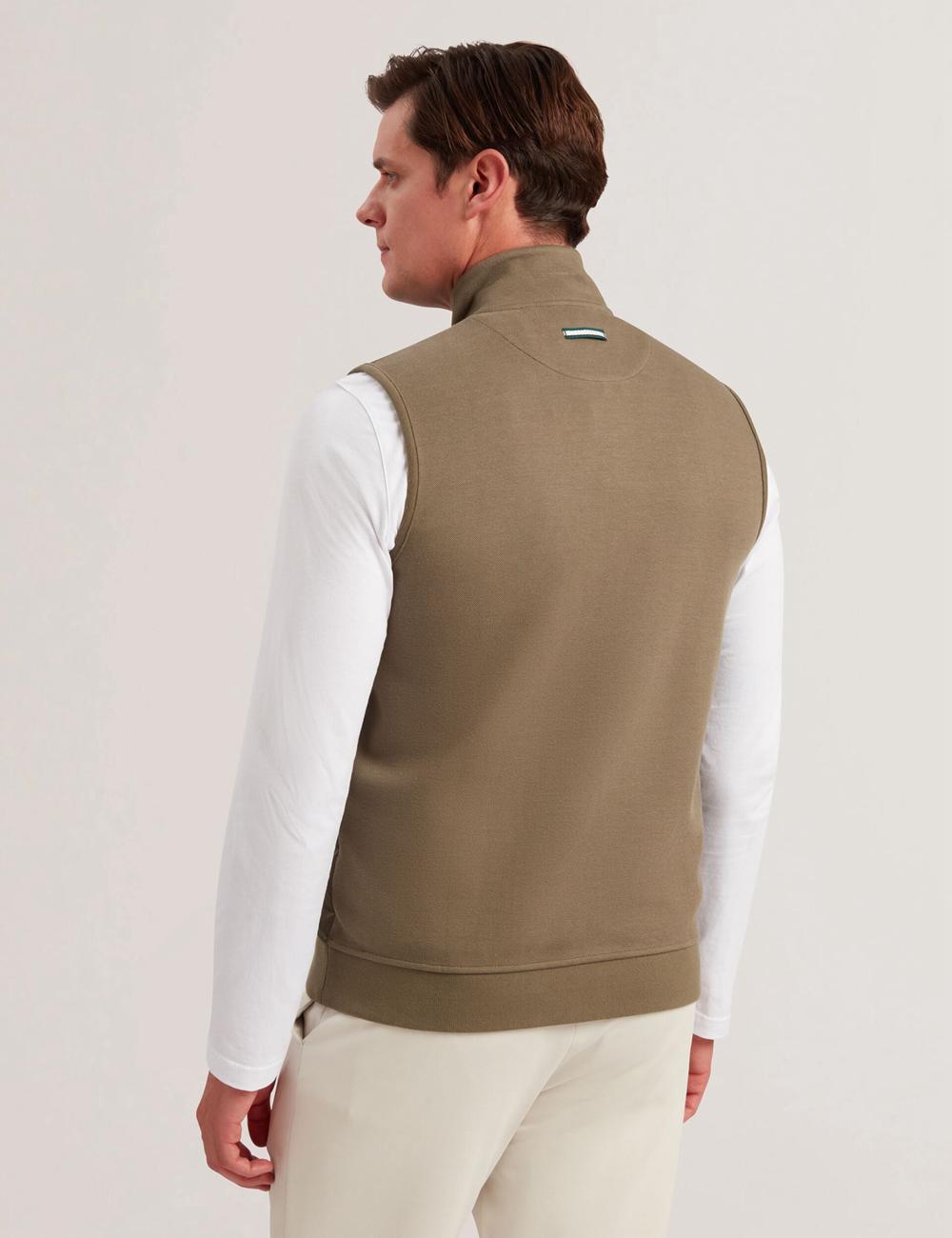 Men Ted Baker ATHO - Quilted Funnel Neck Zip-Up Gillets Olive | India  ZHDQ-07581