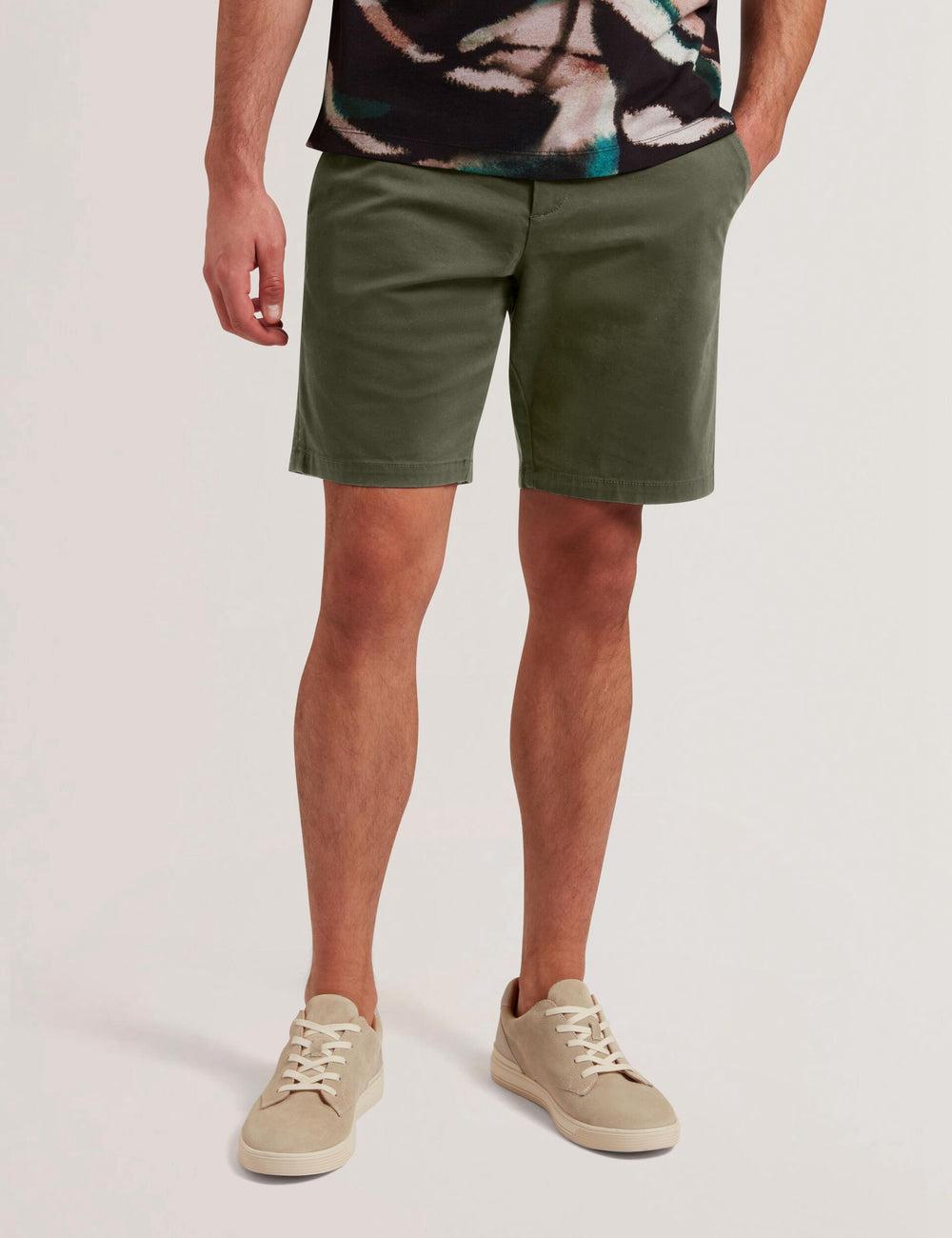 Men Ted Baker BARNHAM - Regular Fit Cotton Blend Chino Shorts Khaki | India  ULSC-37492