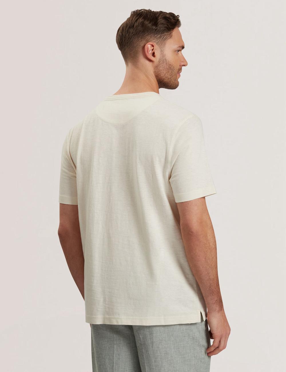 Men Ted Baker BARTOL - Regular Cotton Linen Crew Neck T-Shirts Natural | India  RVYT-81360