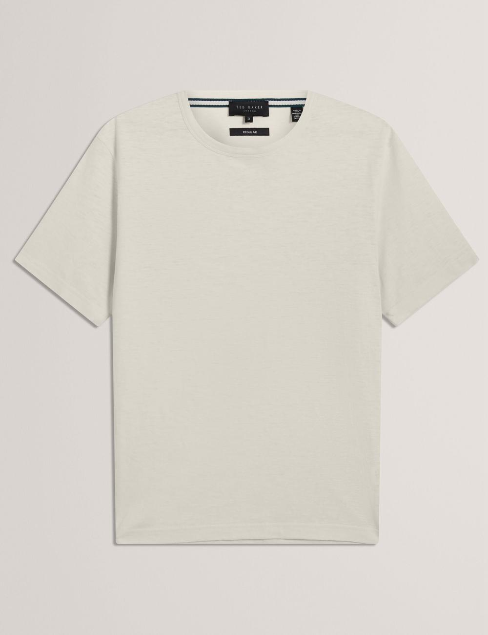 Men Ted Baker BARTOL - Regular Cotton Linen Crew Neck T-Shirts Natural | India  RVYT-81360