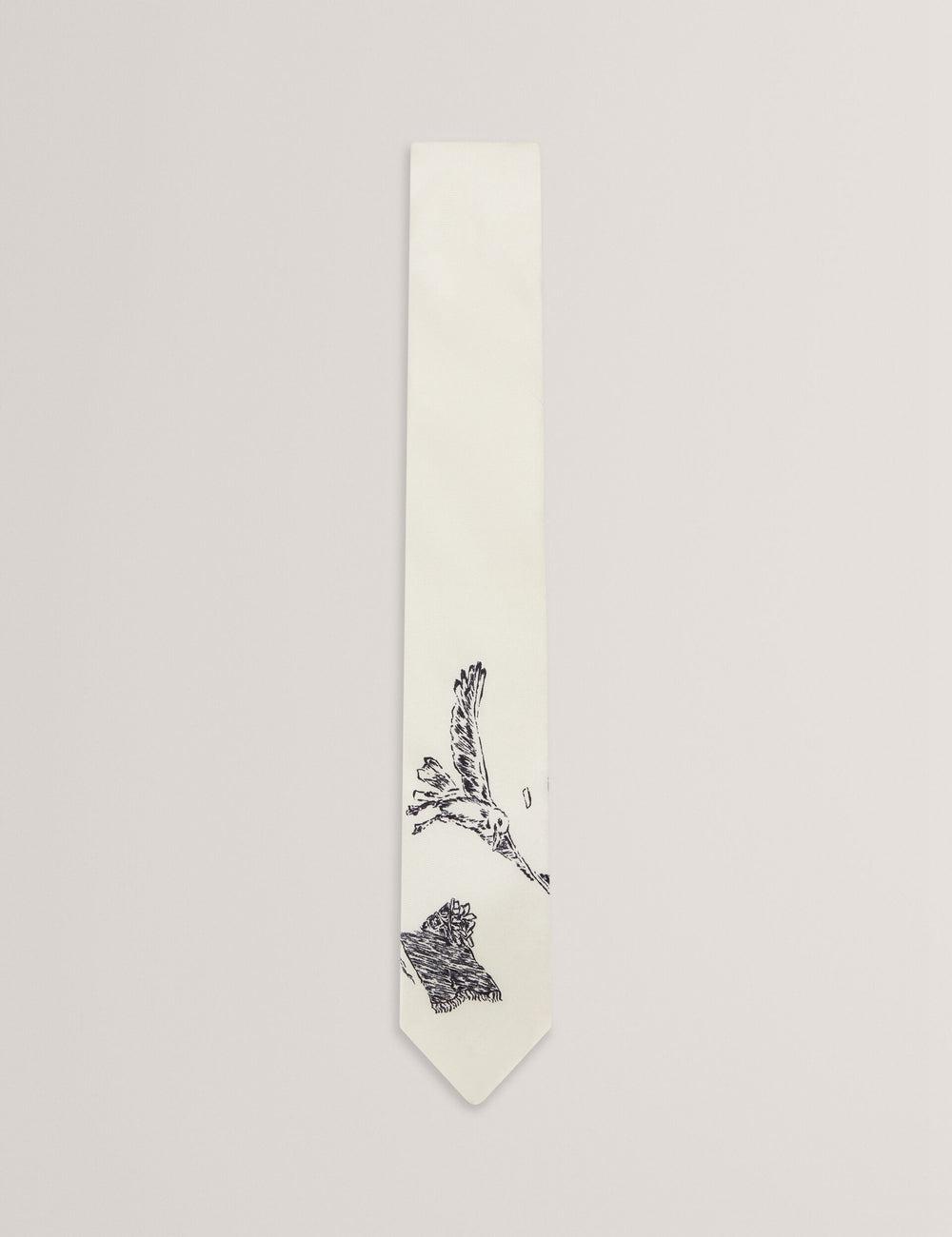 Men Ted Baker BENHALL - Seagull Graphic Silk Ties Ecru | India  TGBL-73062