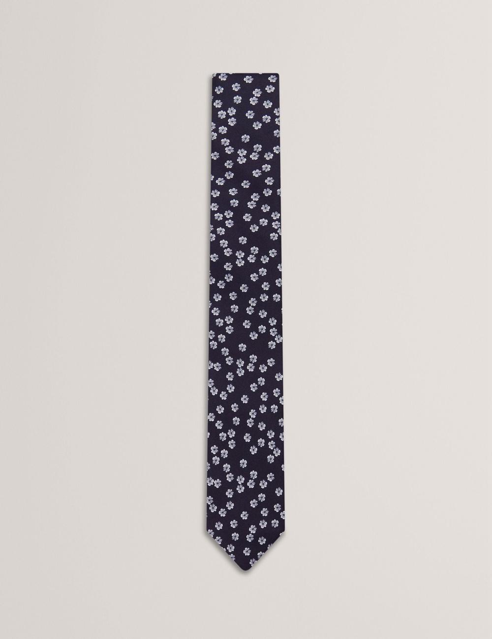 Men Ted Baker BENTLYY - Ditsy Floral Print Silk Ties Navy | India  TMQH-70456