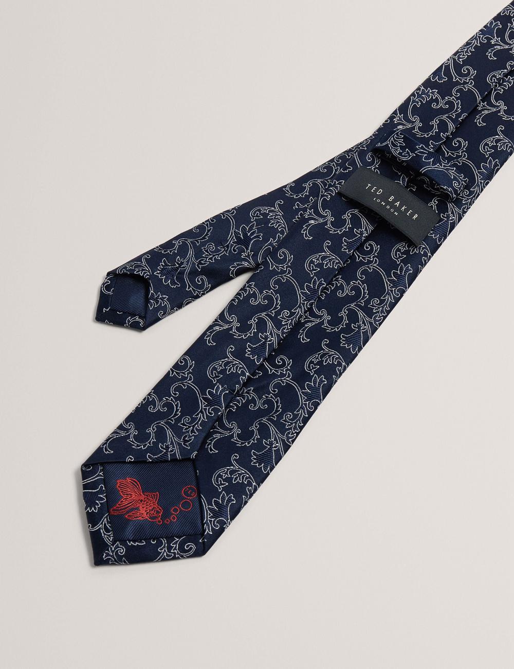 Men Ted Baker BIONDIS - Baroque Floral Print Silk Ties Navy | India  HMXD-17052
