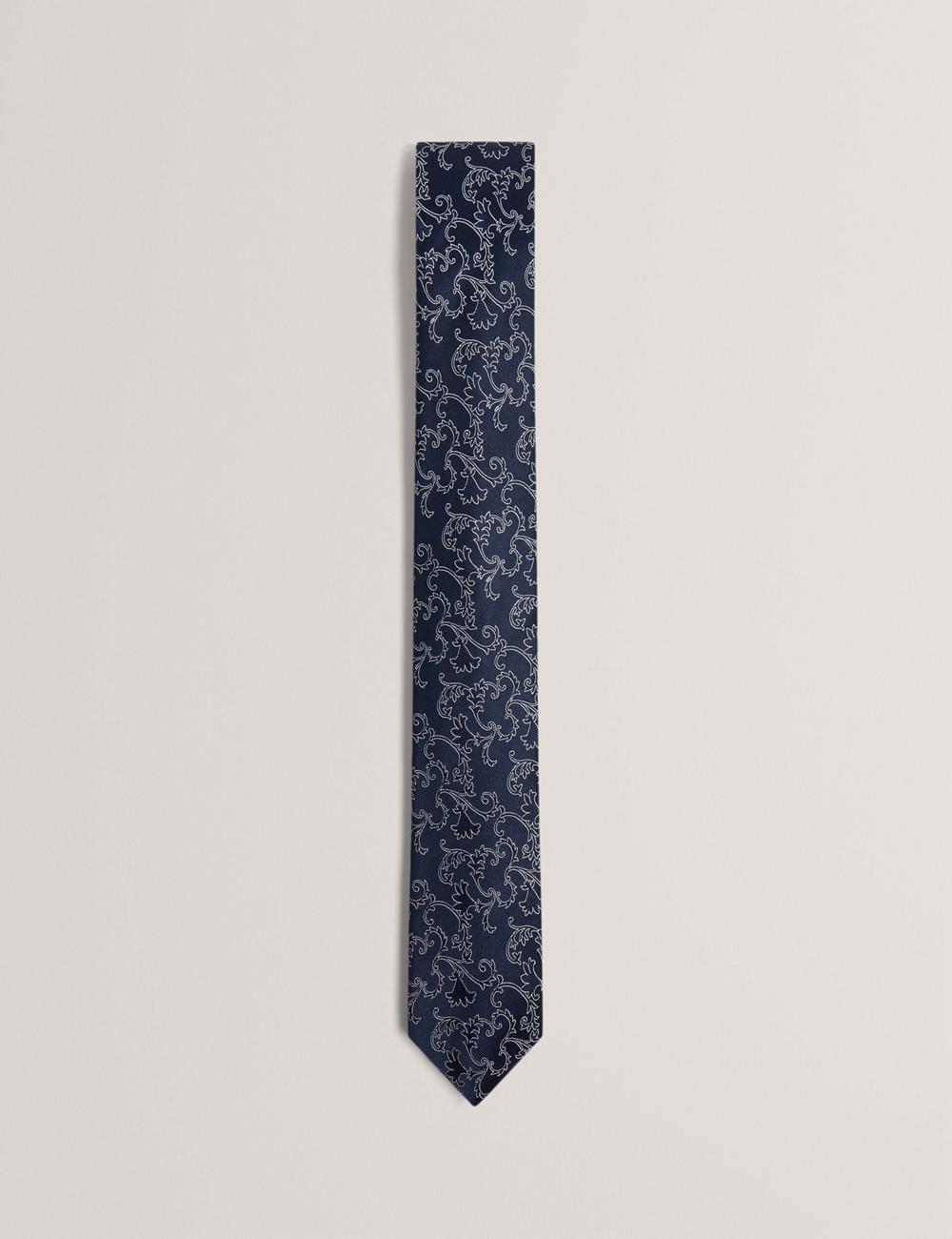 Men Ted Baker BIONDIS - Baroque Floral Print Silk Ties Navy | India  HMXD-17052
