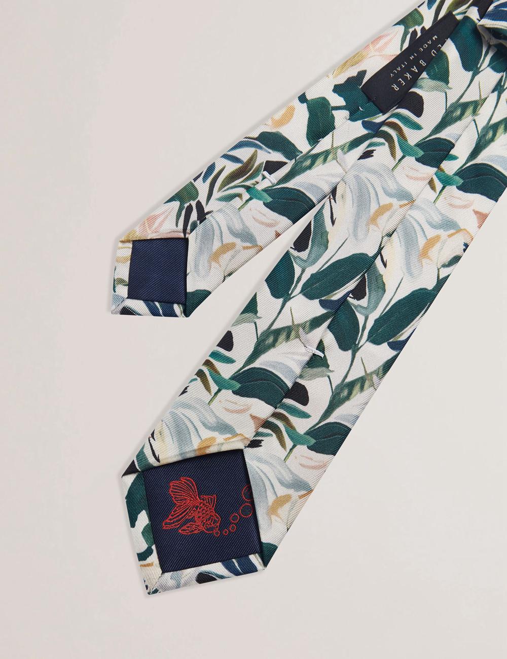 Men Ted Baker BOYTONN - Painted Floral Print Silk Ties Ecru | India  VNHC-49608