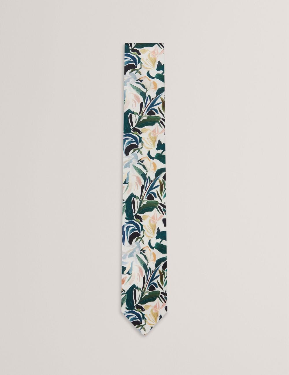 Men Ted Baker BOYTONN - Painted Floral Print Silk Ties Ecru | India  VNHC-49608