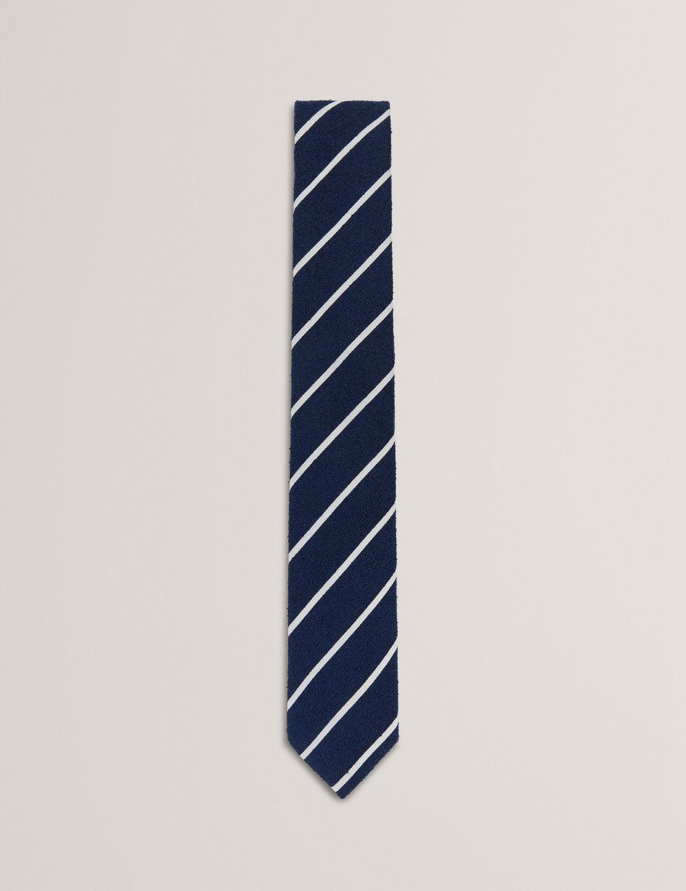 Men Ted Baker CAMPSEA - Boucle Texture Solid Stripe Ties Navy | India  BOAZ-32617