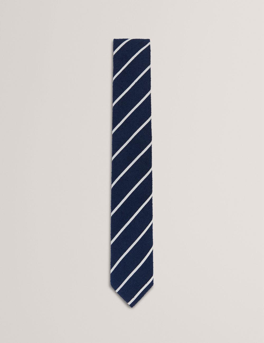Men Ted Baker CAMPSEA - Boucle Texture Solid Stripe Ties Navy | India  BOAZ-32617