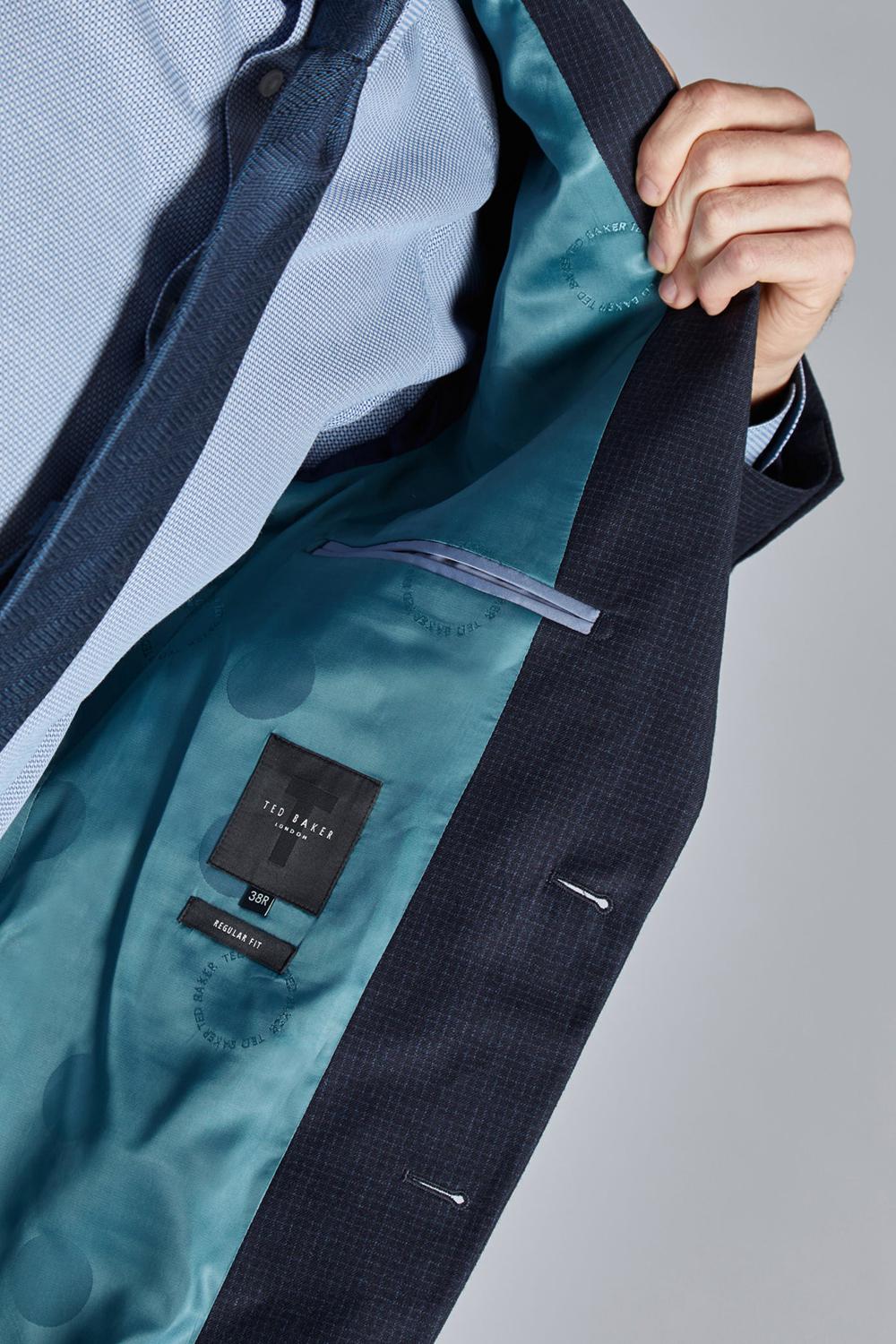 Men Ted Baker CANISJS - Grid Check Regular Fit Suit Jackets Navy | India  SKQV-40521