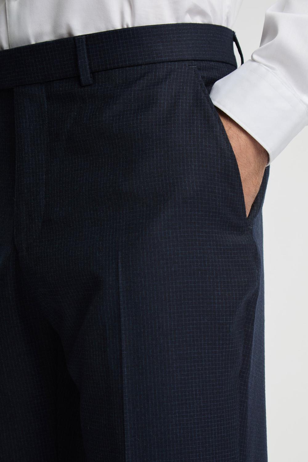 Men Ted Baker CANISTS - Grid Check Regular Fit Suit Trousers Navy | India  MTVO-19705