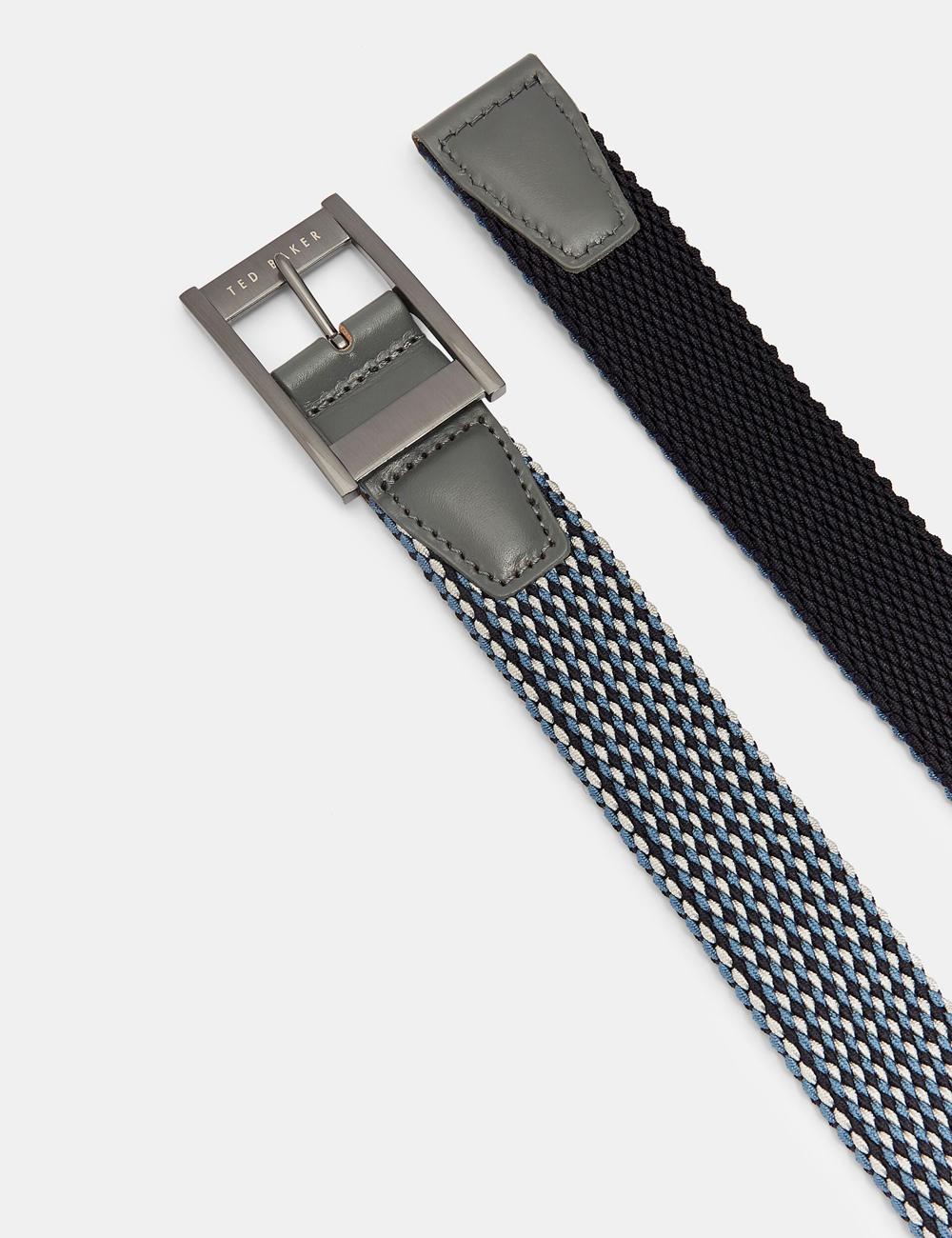 Men Ted Baker COLUMM - Reversible Woven Stretch Elasticated Belts Navy | India  QLBH-23476