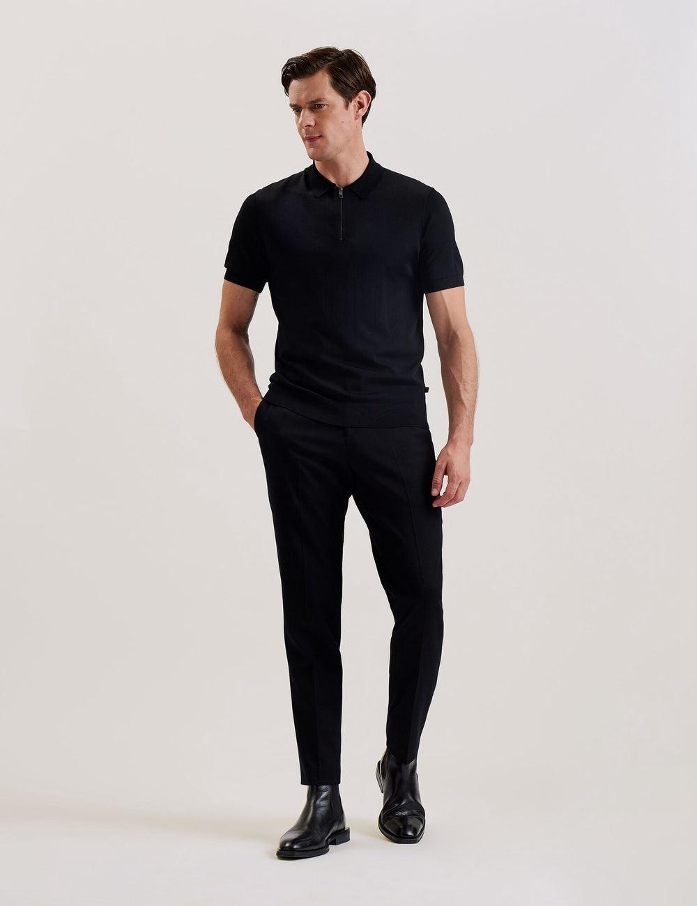 Men Ted Baker DALDIN - Zip Collar Stretch Knit Jumpers Black | India  MKBO-49806