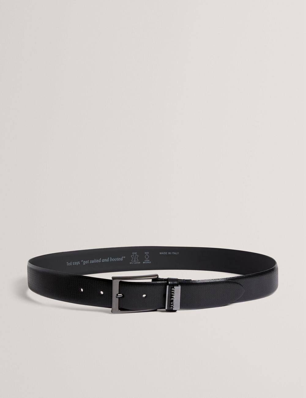 Men Ted Baker DAWSONS - Textured T Pattern Leather Belts Black | India  SYUC-78512