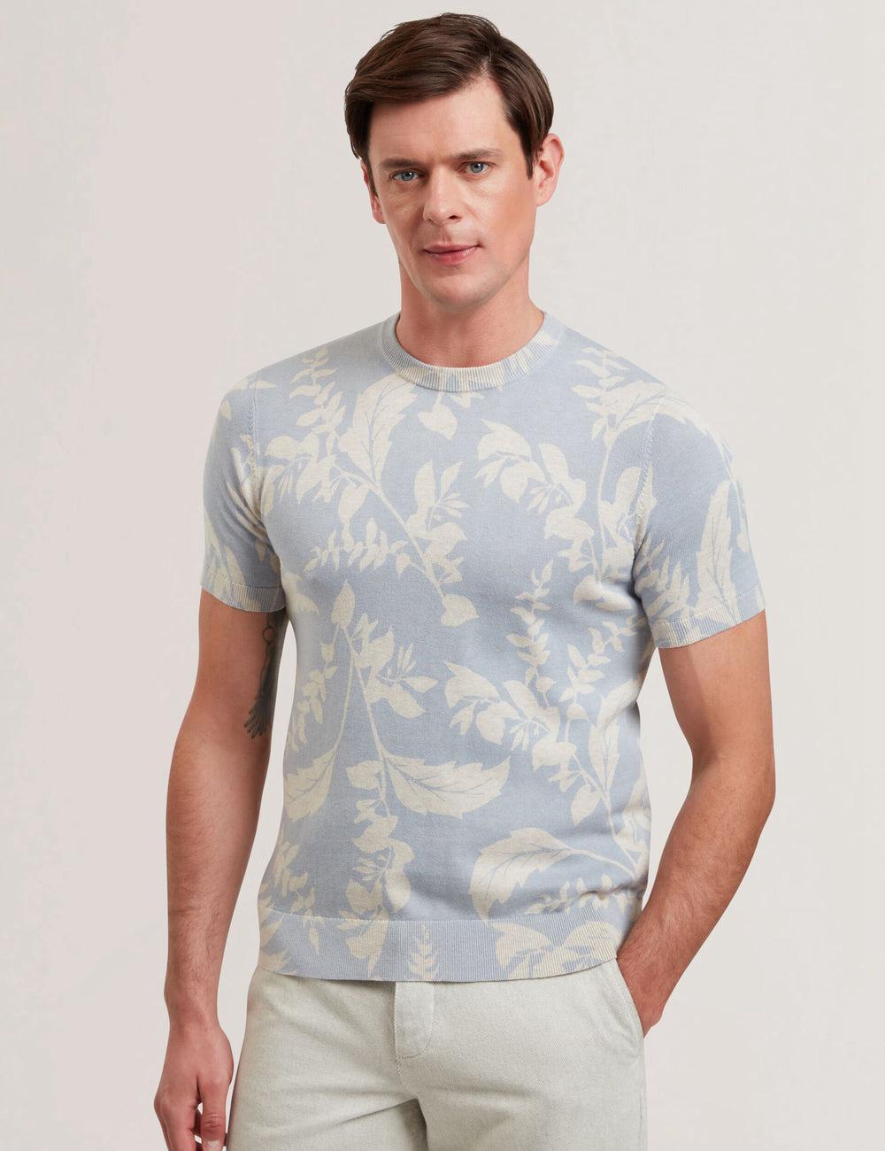 Men Ted Baker DENNIO - Short Sleeve Printed Floral T-Shirts Lt-Blue | India  EQDJ-78926