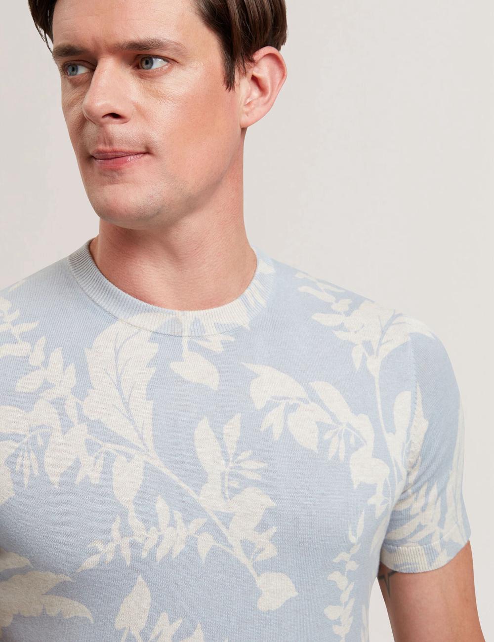 Men Ted Baker DENNIO - Short Sleeve Printed Floral T-Shirts Lt-Blue | India  EQDJ-78926