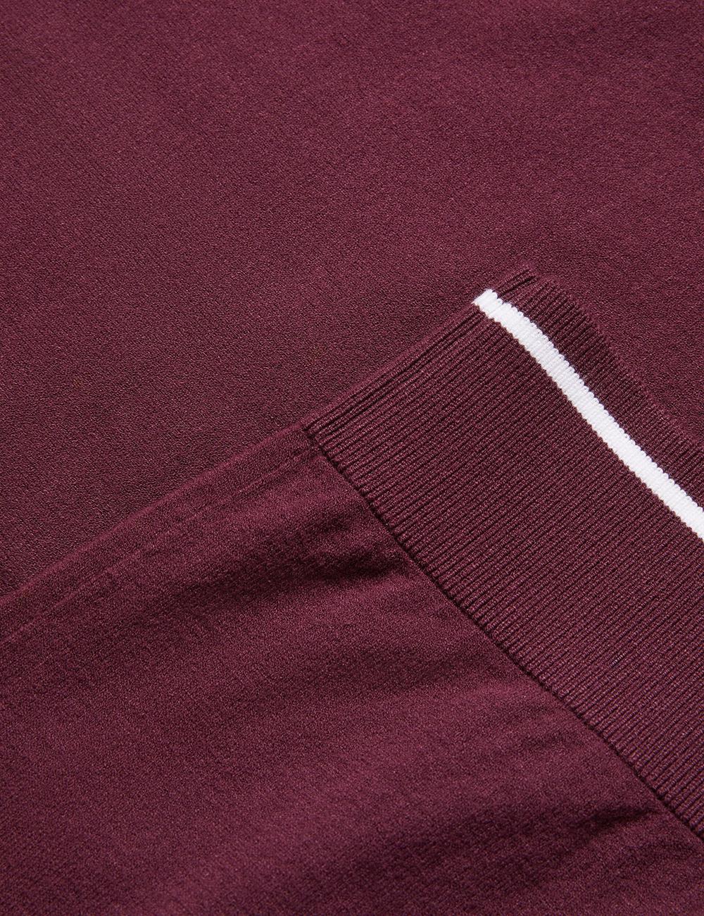 Men Ted Baker DUNOW - Pointelle Detail Striped Trim Polos Shirts Maroon | India  TNPK-61450