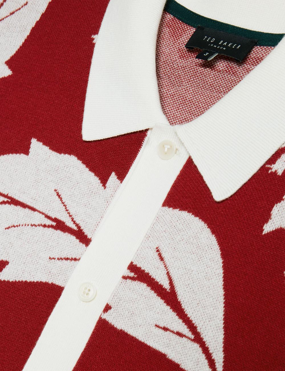 Men Ted Baker EDSON - Short Sleeve Button Through Floral Polos Shirts Red | India  QNZY-82039