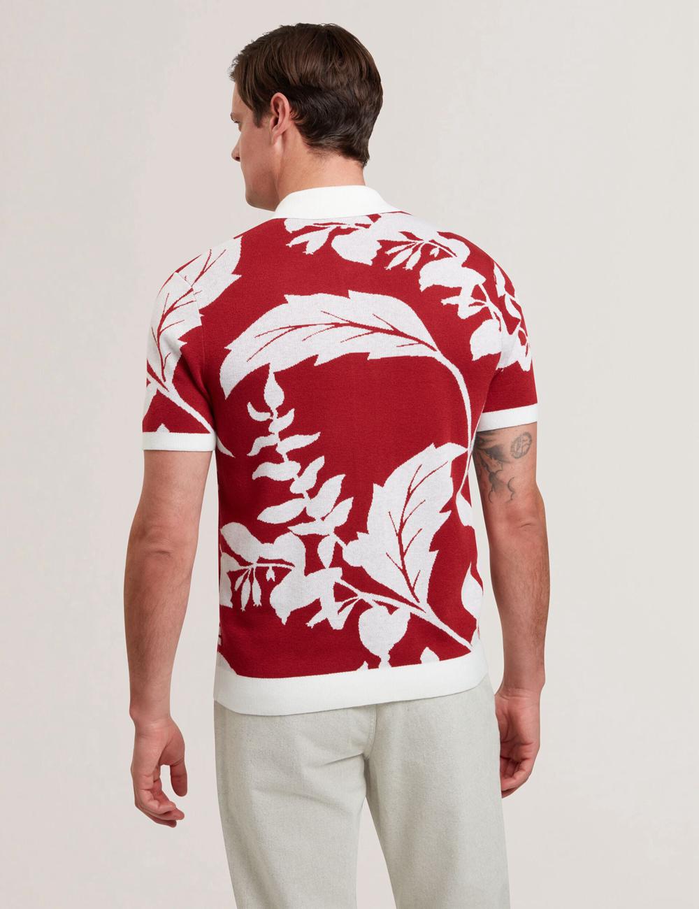 Men Ted Baker EDSON - Short Sleeve Button Through Floral Polos Shirts Red | India  QNZY-82039