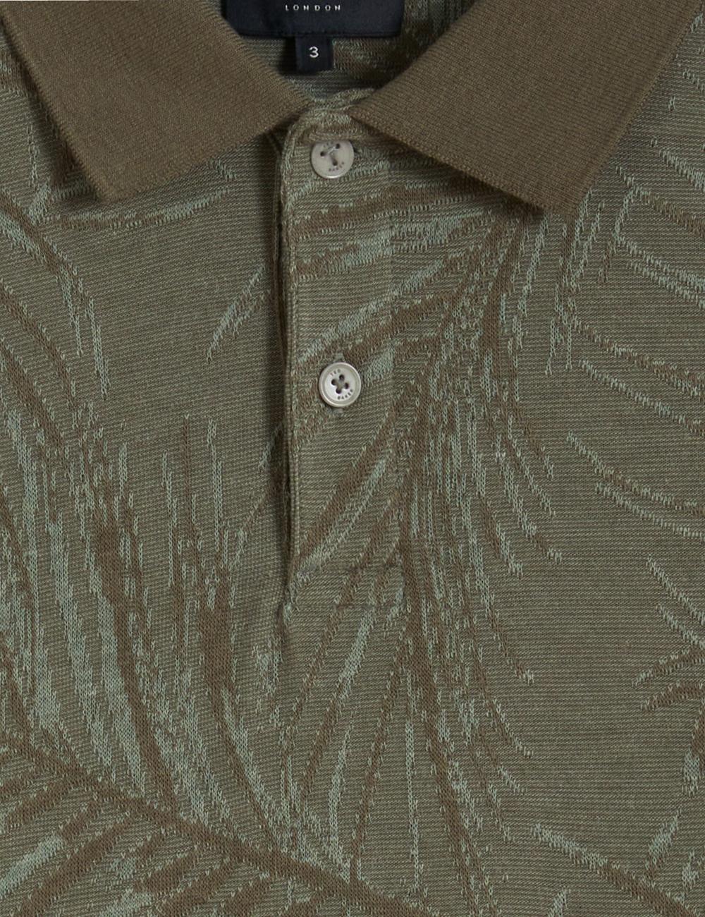 Men Ted Baker EDWINE - Leaf Print Short Sleeve Polos Shirts Khaki | India  SPYJ-35946