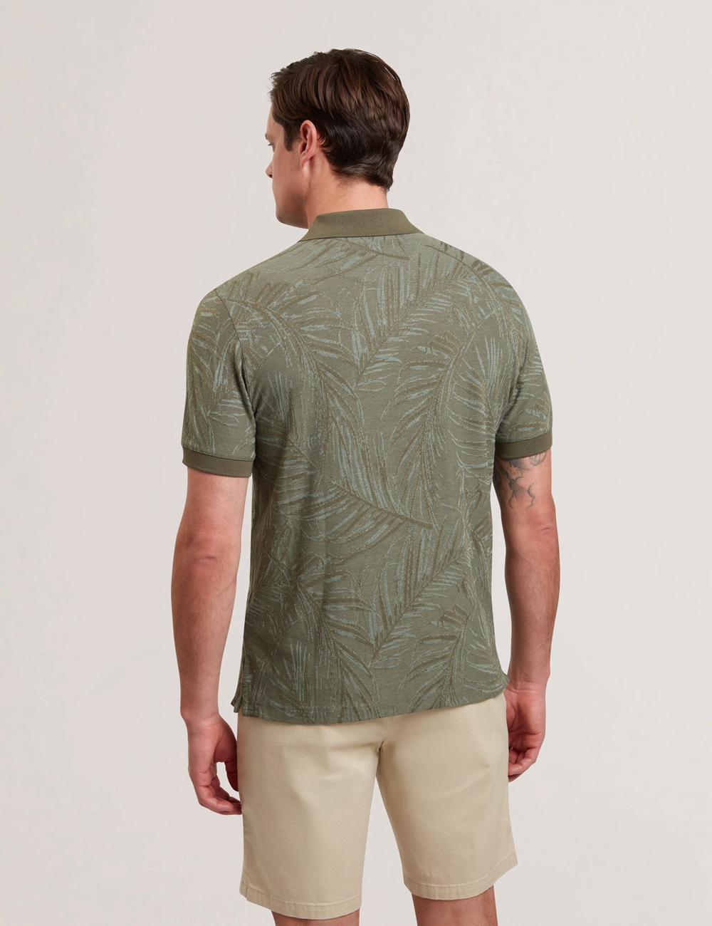 Men Ted Baker EDWINE - Leaf Print Short Sleeve Polos Shirts Khaki | India  SPYJ-35946