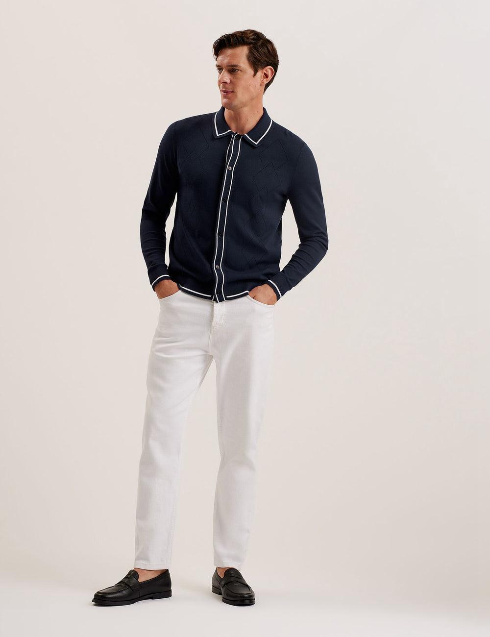 Men Ted Baker ELMDON LS Diamond Button Through Casual Shirts Navy | India  IHMS-29384