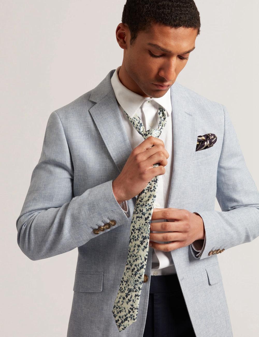 Men Ted Baker ELMSTED - Blurred Floral Print Silk Ties Navy | India  PYMW-45210