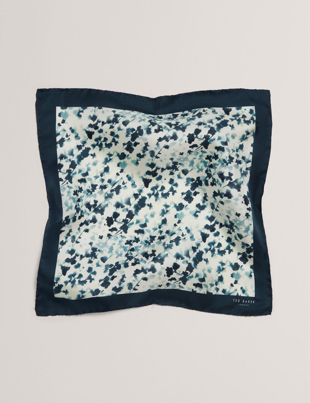 Men Ted Baker ELMSTEP - Blurred Floral Print Silk Pocket Pocket Squares Navy | India  WAQJ-73865