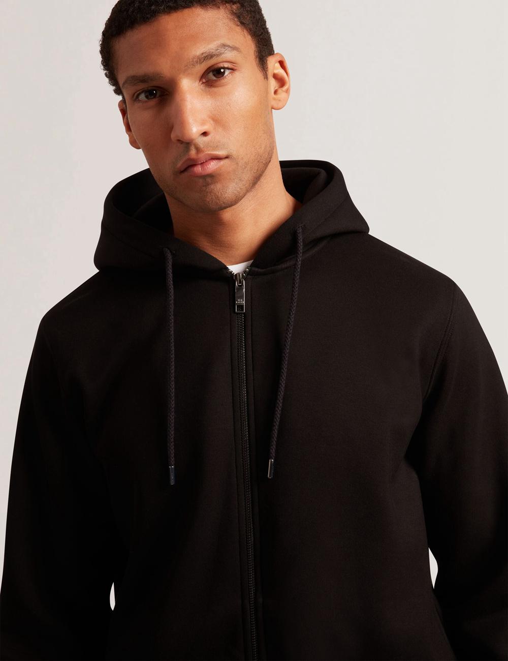 Men Ted Baker EPIO - Zip Through Neoprene Hoodies Black | India  MWZX-47139