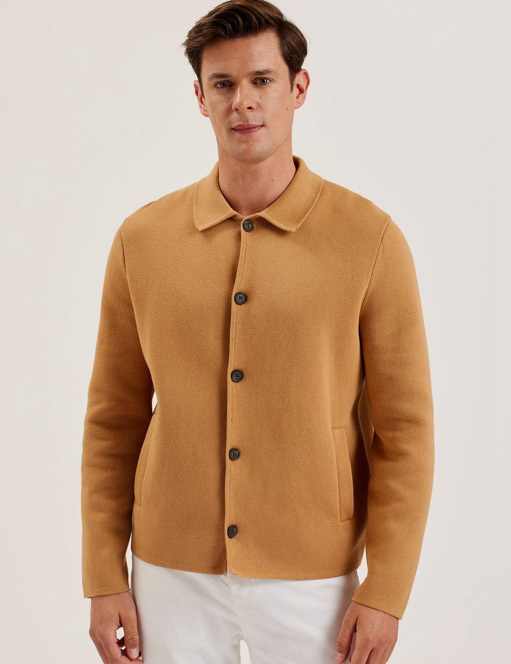 Men Ted Baker FREDER - Knitted Cotton Blend Overshirts Brown | India  LEQF-28695