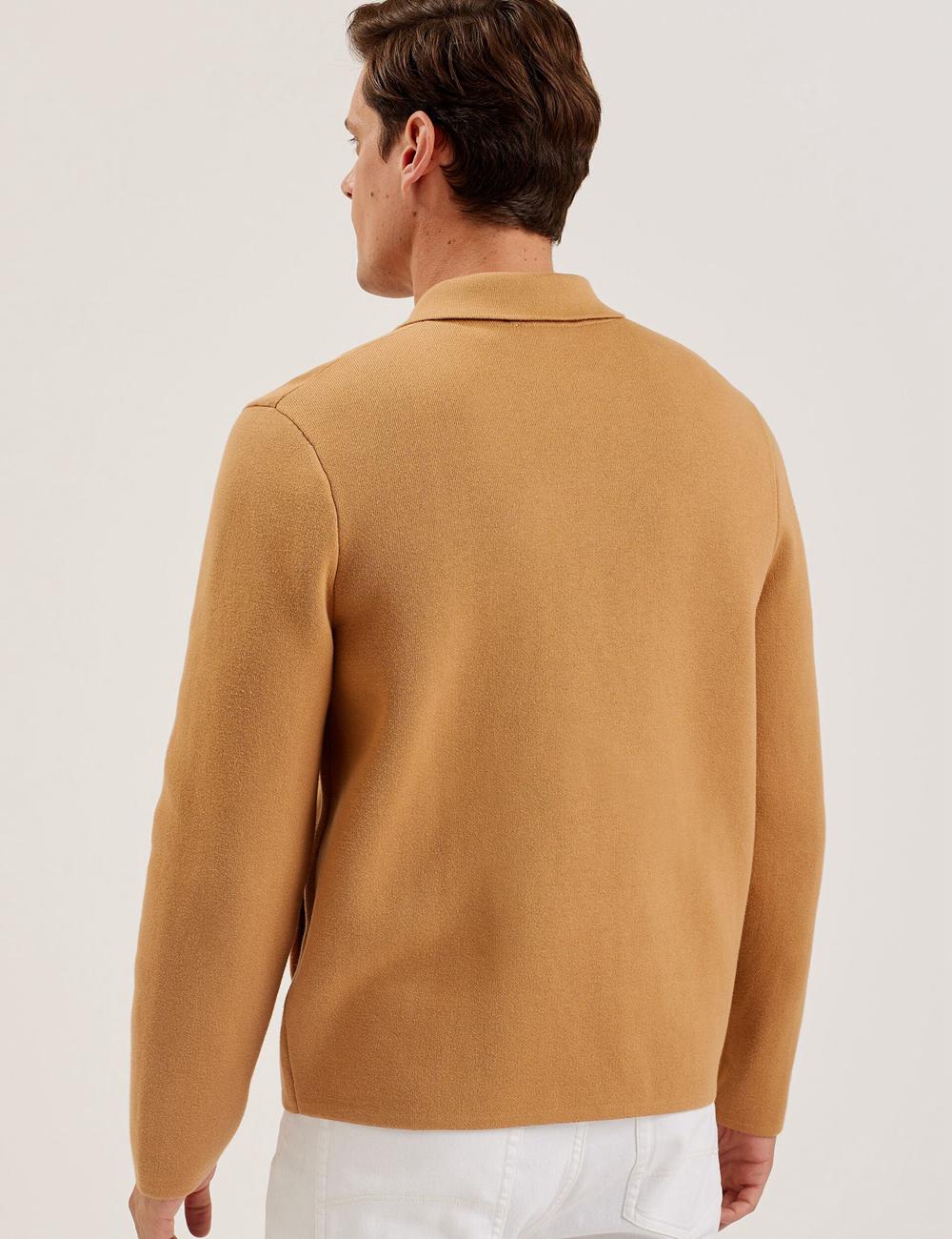 Men Ted Baker FREDER - Knitted Cotton Blend Overshirts Brown | India  LEQF-28695