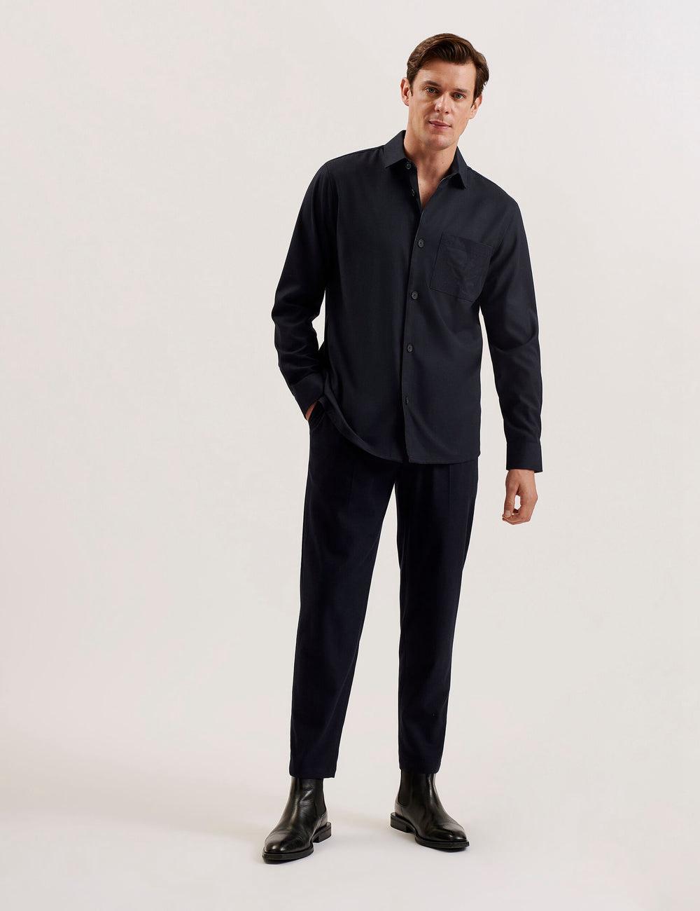 Men Ted Baker GAIUS - Wool Blend With Pocket Detail Casual Shirts Navy | India  NTDX-10283