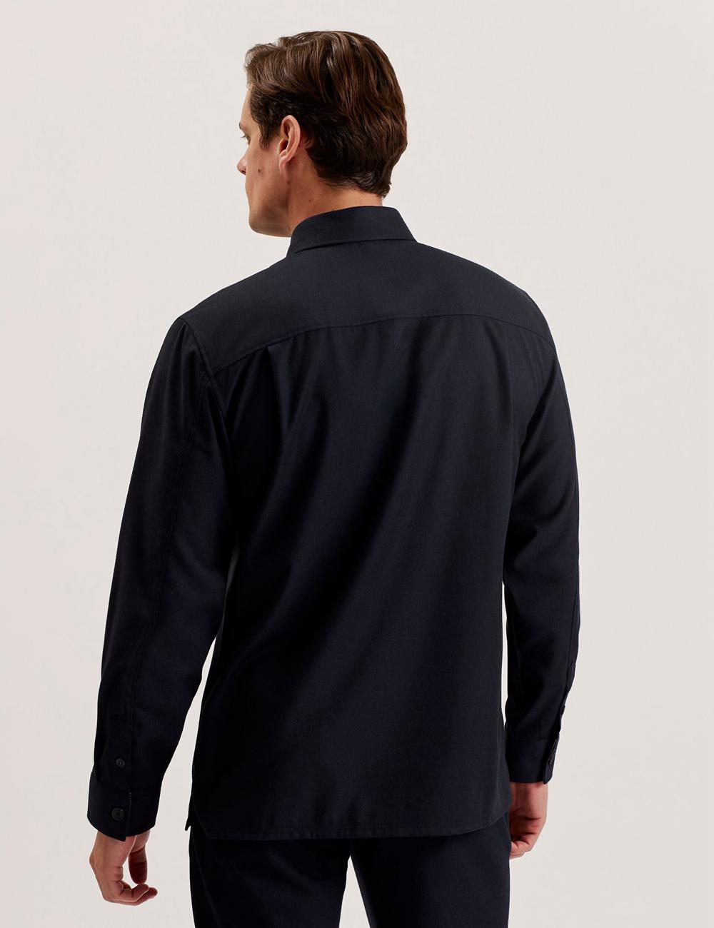 Men Ted Baker GAIUS - Wool Blend With Pocket Detail Casual Shirts Navy | India  NTDX-10283
