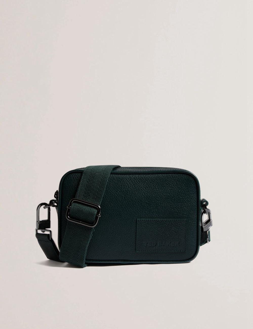Men Ted Baker GRIFIN - Grained Leather Crossbody Pouch Crossbody Bags Dk-Green | India  ZKOV-92570