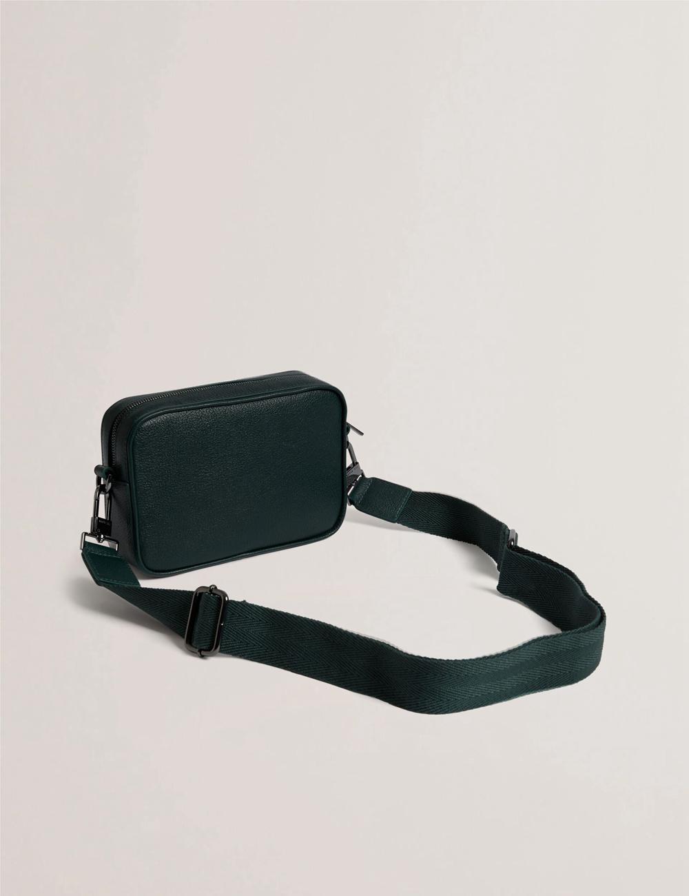 Men Ted Baker GRIFIN - Grained Leather Crossbody Pouch Crossbody Bags Dk-Green | India  ZKOV-92570