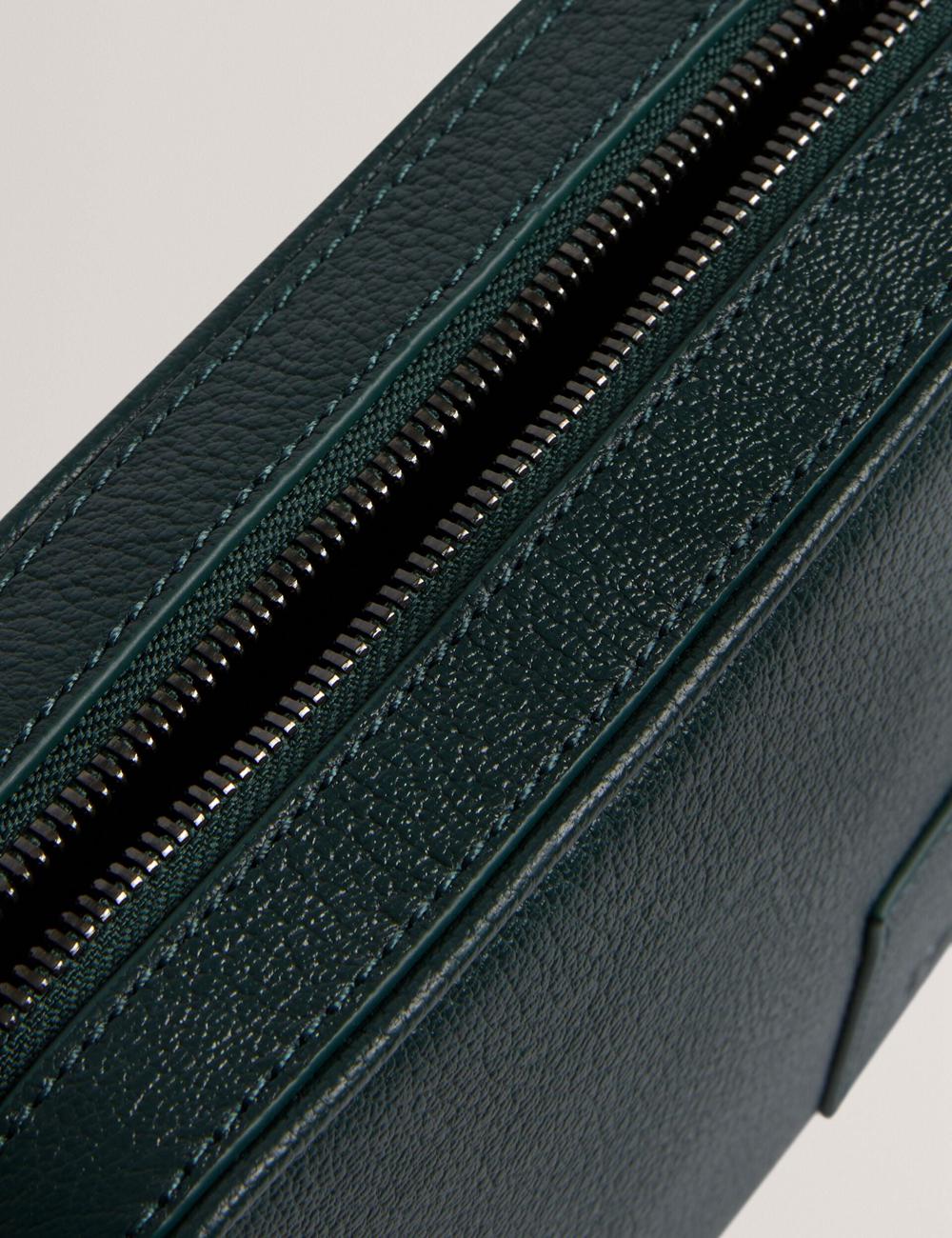 Men Ted Baker GRIFIN - Grained Leather Crossbody Pouch Crossbody Bags Dk-Green | India  ZKOV-92570