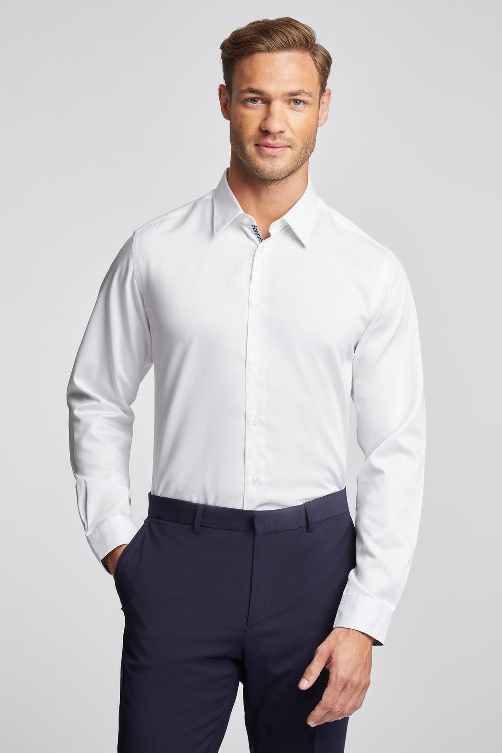 Men Ted Baker HOLMES - Slim Fit Plain Cotton Formal Shirts White | India  LSWC-48562