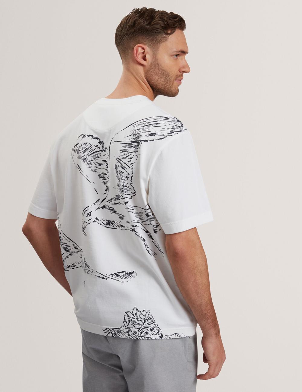 Men Ted Baker JAMESIO - Short Sleeve Graphic Seagull T-Shirts White | India  FMWK-84902
