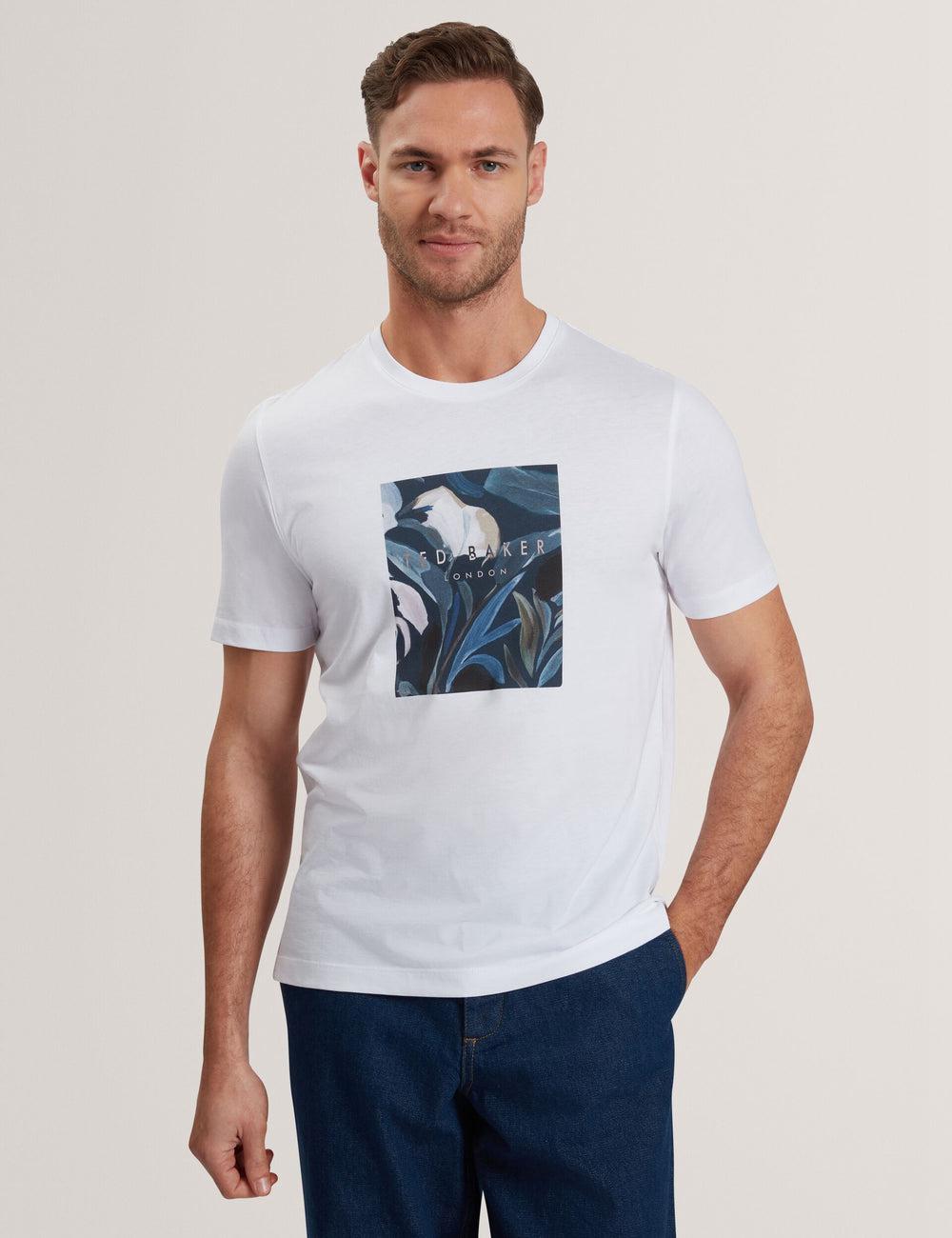 Men Ted Baker JUSTINO - Branded Box Print Graphic Cotton T-Shirts White | India  AQZO-56984