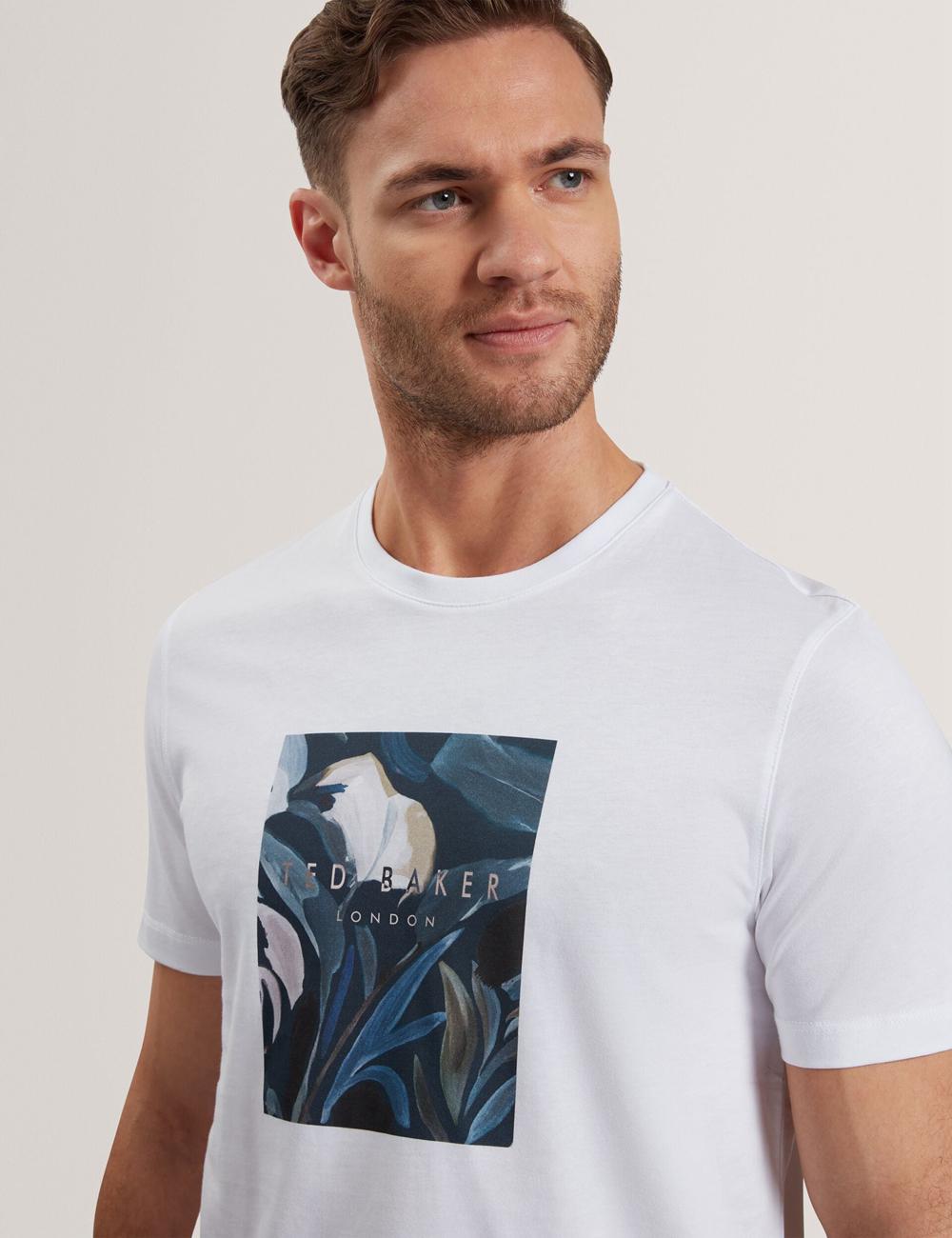 Men Ted Baker JUSTINO - Branded Box Print Graphic Cotton T-Shirts White | India  AQZO-56984