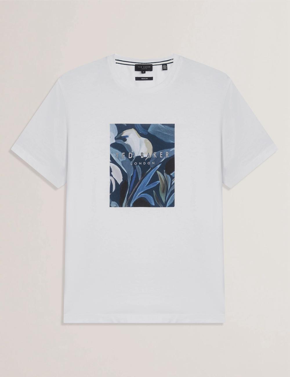 Men Ted Baker JUSTINO - Branded Box Print Graphic Cotton T-Shirts White | India  AQZO-56984