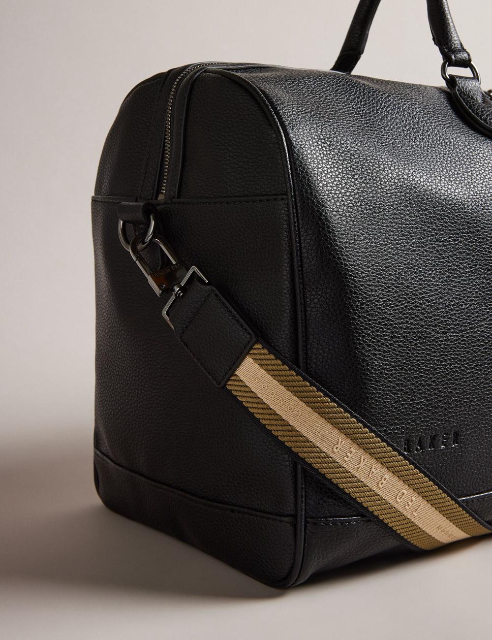 Men Ted Baker KALVIN - Webbing Faux Leather Holdall Bags Black | India  MHDL-30498
