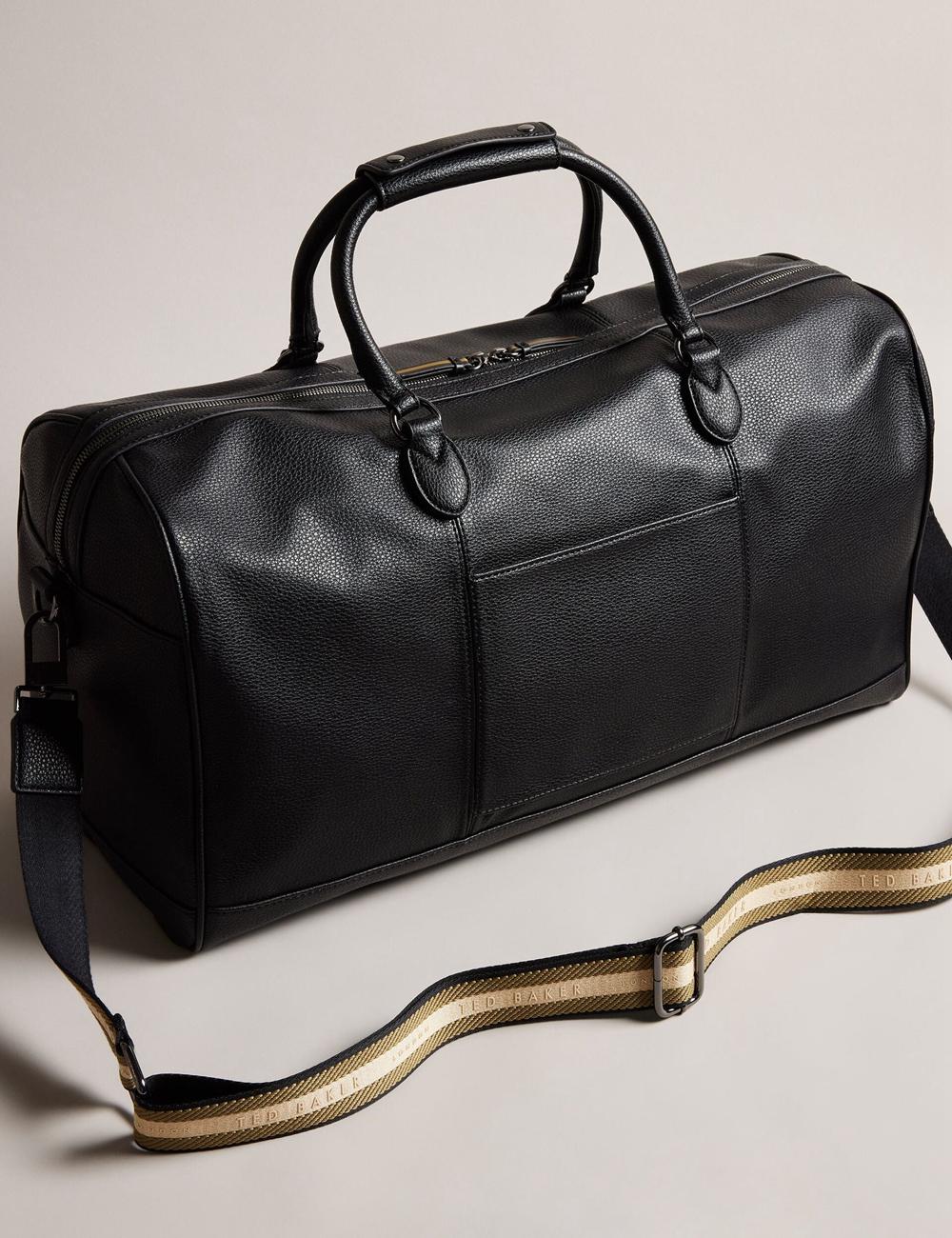 Men Ted Baker KALVIN - Webbing Faux Leather Holdall Bags Black | India  MHDL-30498